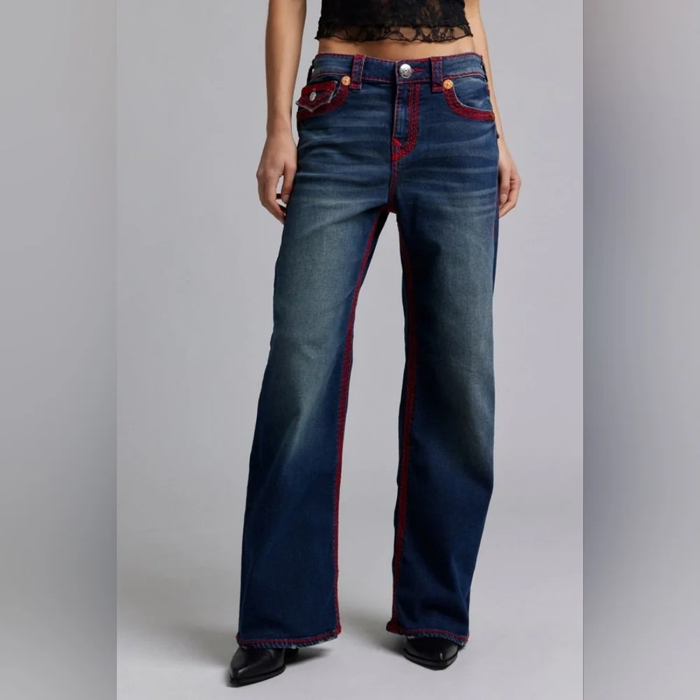 True Religion Bobbi Blue Jeans with Red Accents - Picture 1 of 6